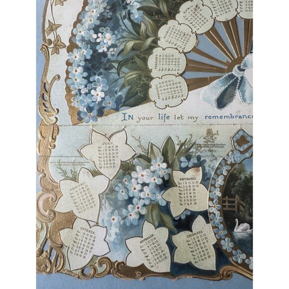 VTG 1907 Calendar Original In Your Life Let My Remembrance Linger Longfellow - Picture 7 of 11